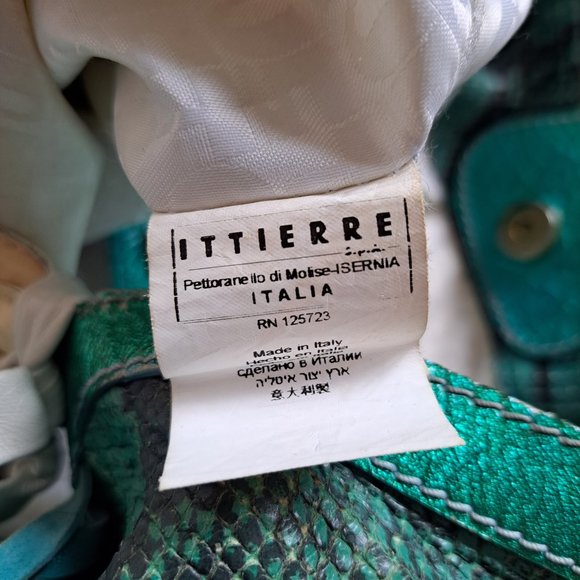 Just Cavalli Women's Python Snake Leather Green/Blue Shoulder Bag - Picture 16 of 16